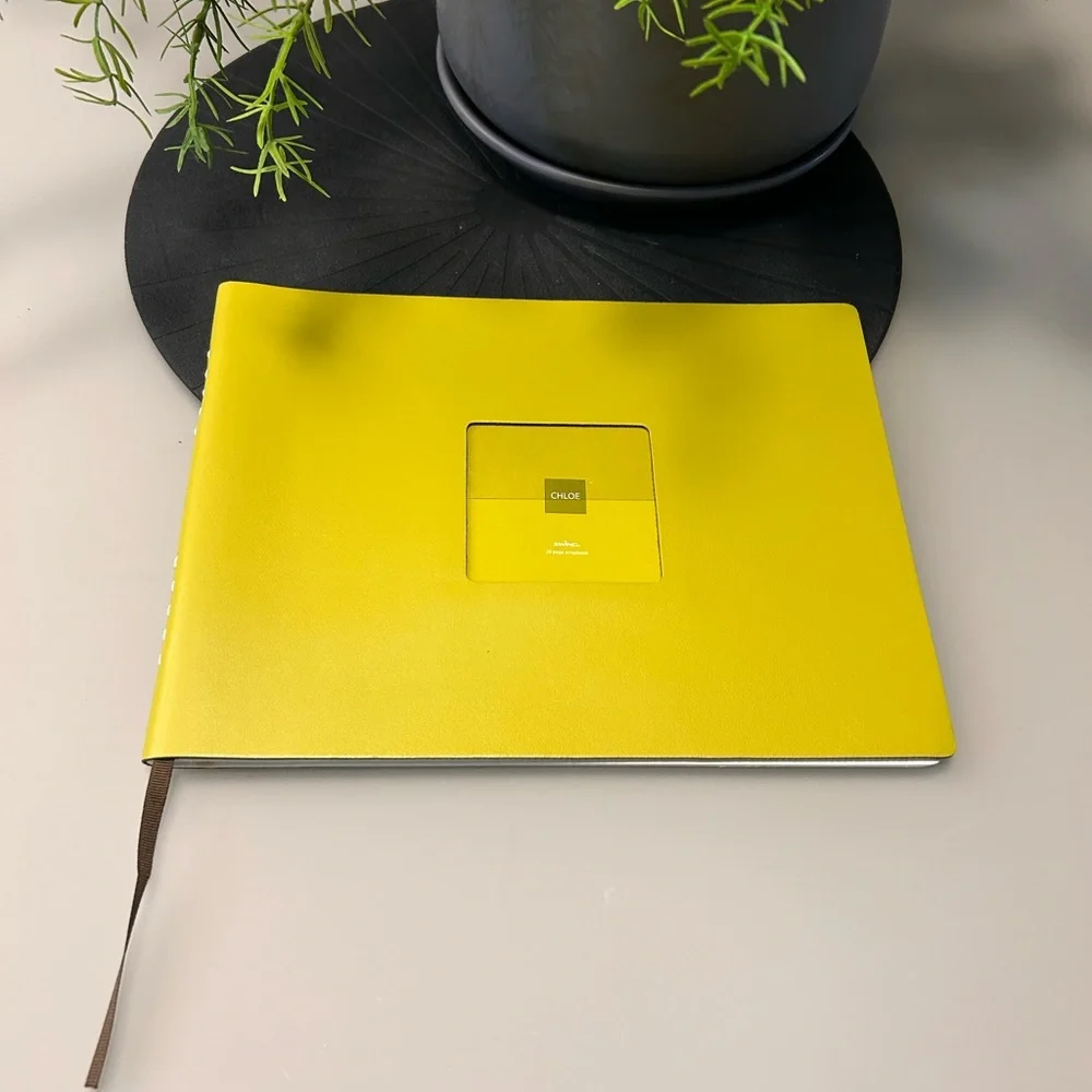 Bright Green/Yellow Leather Photo Album/Scrapbook